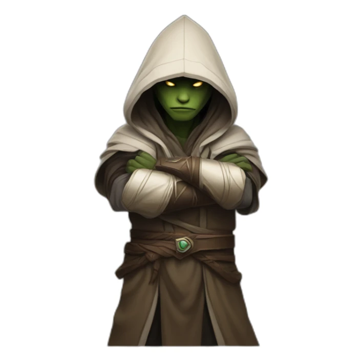 hooded jedi folding arms in world of warcraft sticker