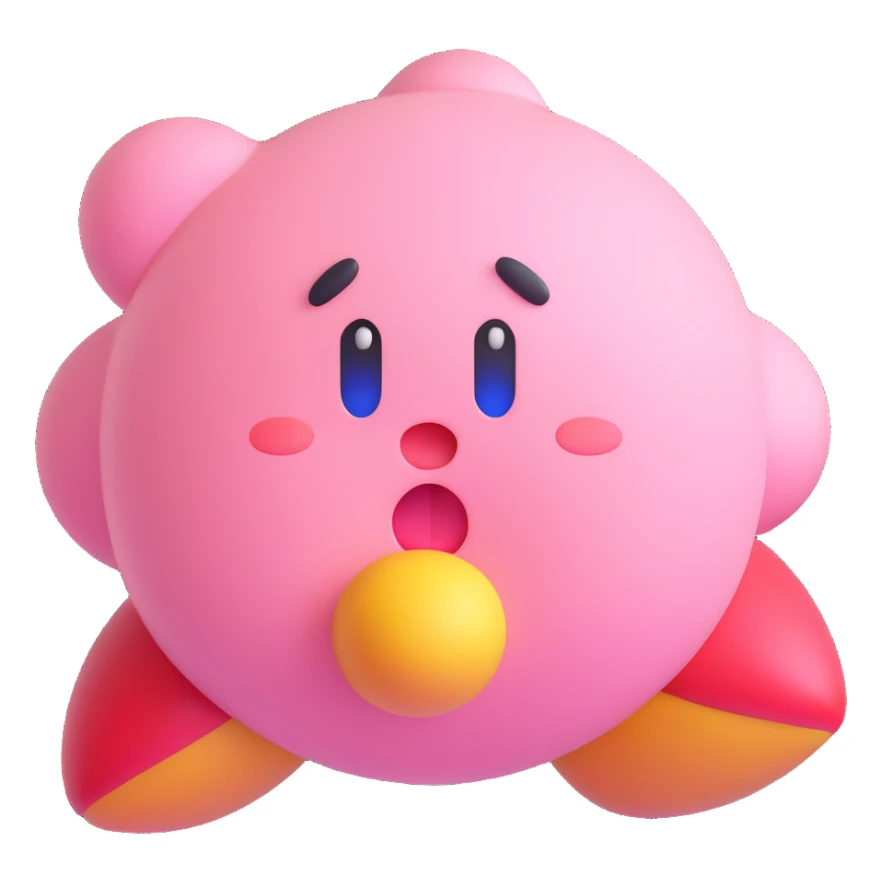 Kirby inhaling, cheeks puffed out, simple background sticker