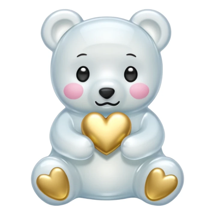 white gummy bear with gold heart kawaii  sticker