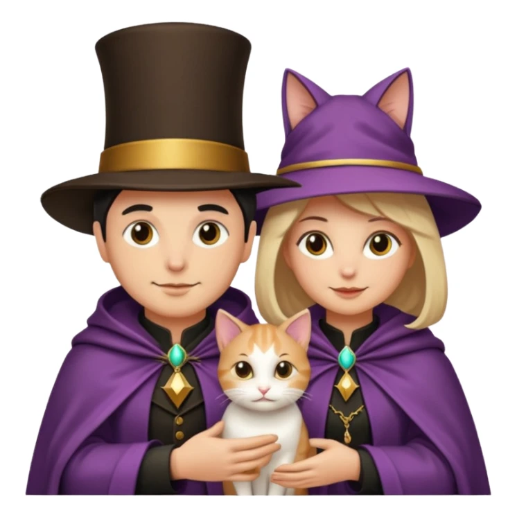 magician couple and their pet cat sticker