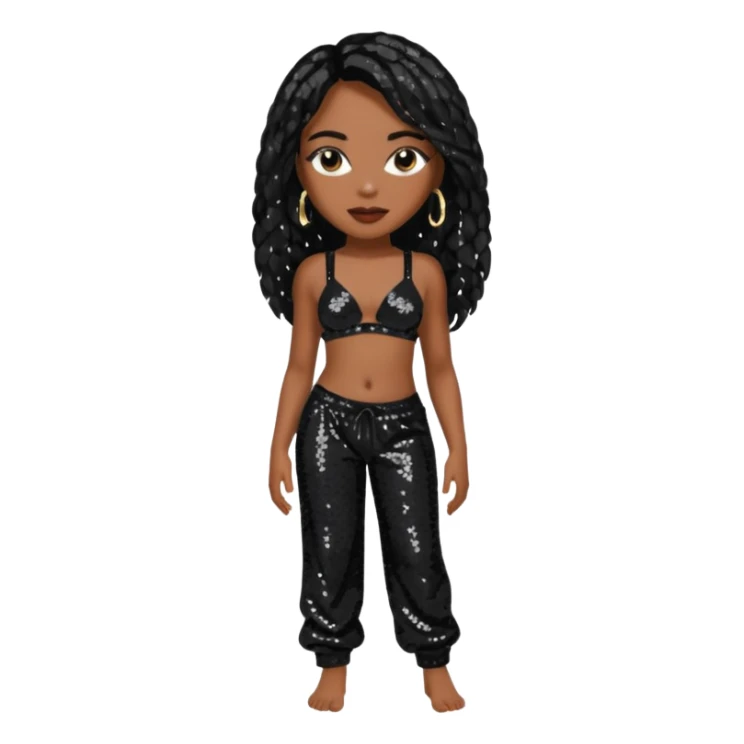 Aaliyah with black sequin bra, black sequin baggy pants  sticker