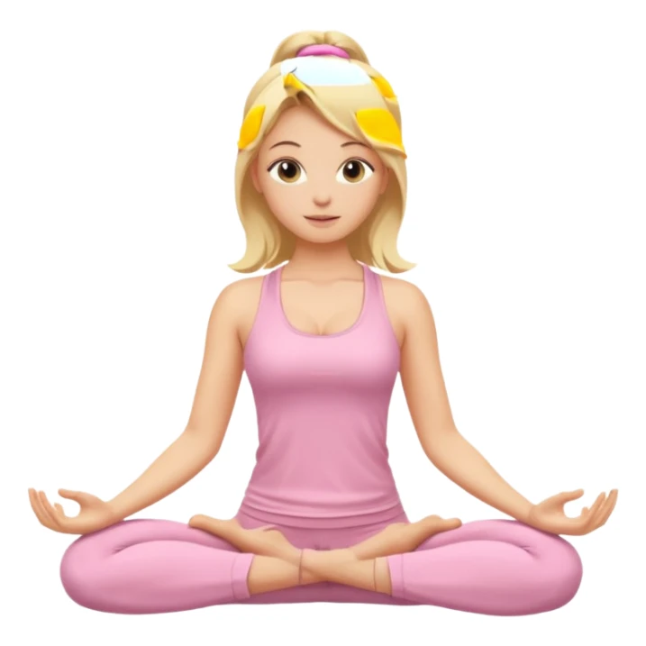 blonde yoga girl light pink clothes n sticker