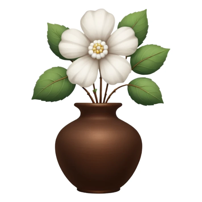 White flower Cotton in a brown vase sticker