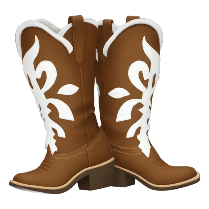 Brown cowgirl boots with white details  sticker
