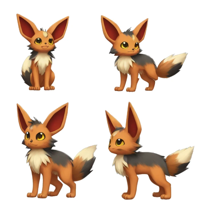 Eevee-Litten-Torracat-Rocruff-fusion-hybrid full body sticker