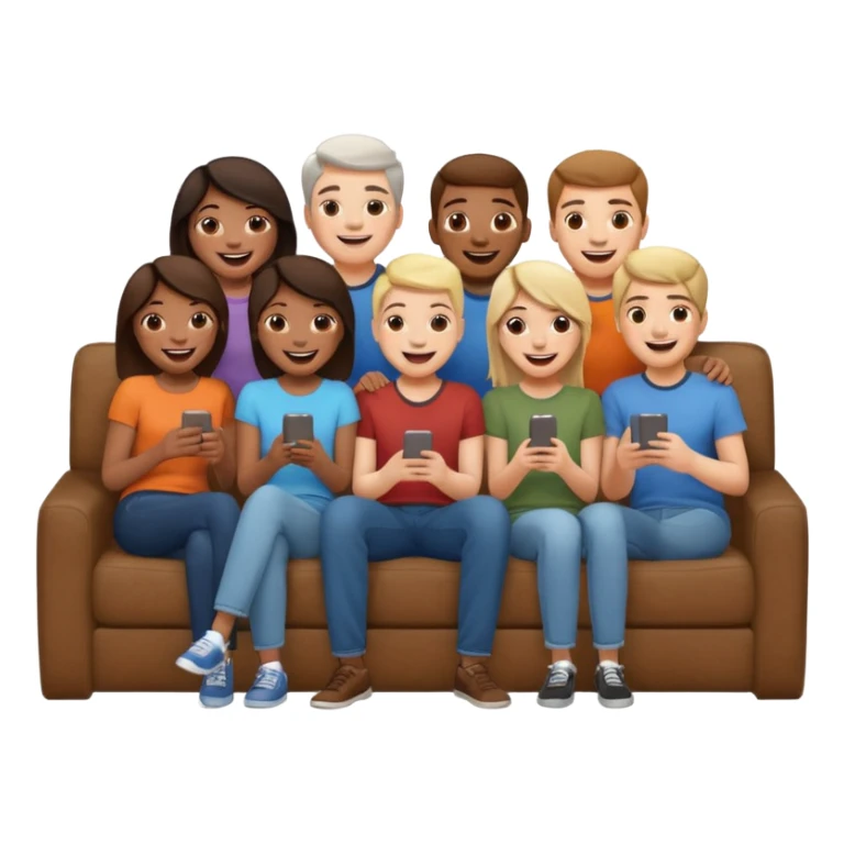 group of friends on couch having fun sticker