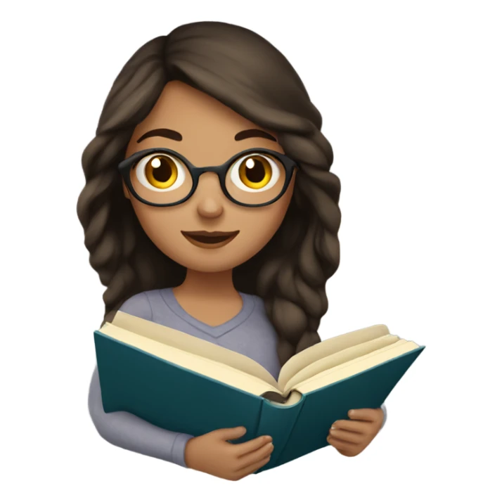 brunette girl reading a book sticker