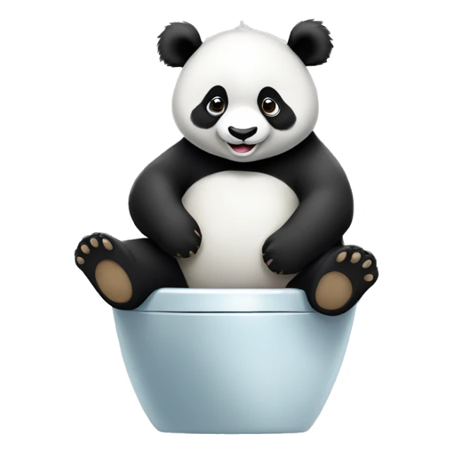 Un Panda assis sur des WC sourit, heureux  sticker