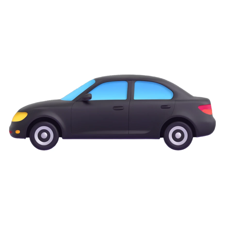 matte black minimalist car icon with fine silver lines for contrast, subtle rod or hook tool clearly touching a visible dent, simple and clean, focus on dent repair sticker