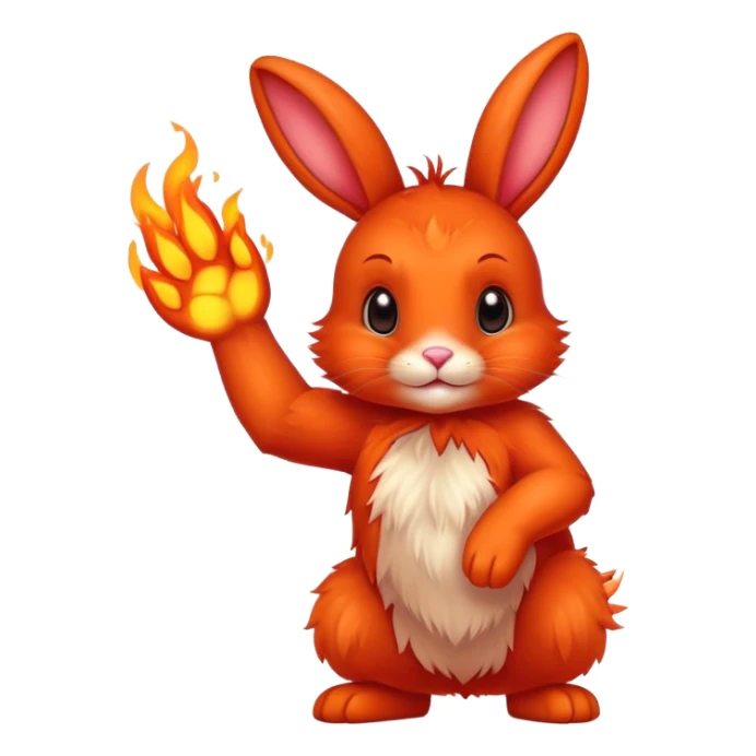 cute red bunny rabbit with fire paws and fiery appearance sticker