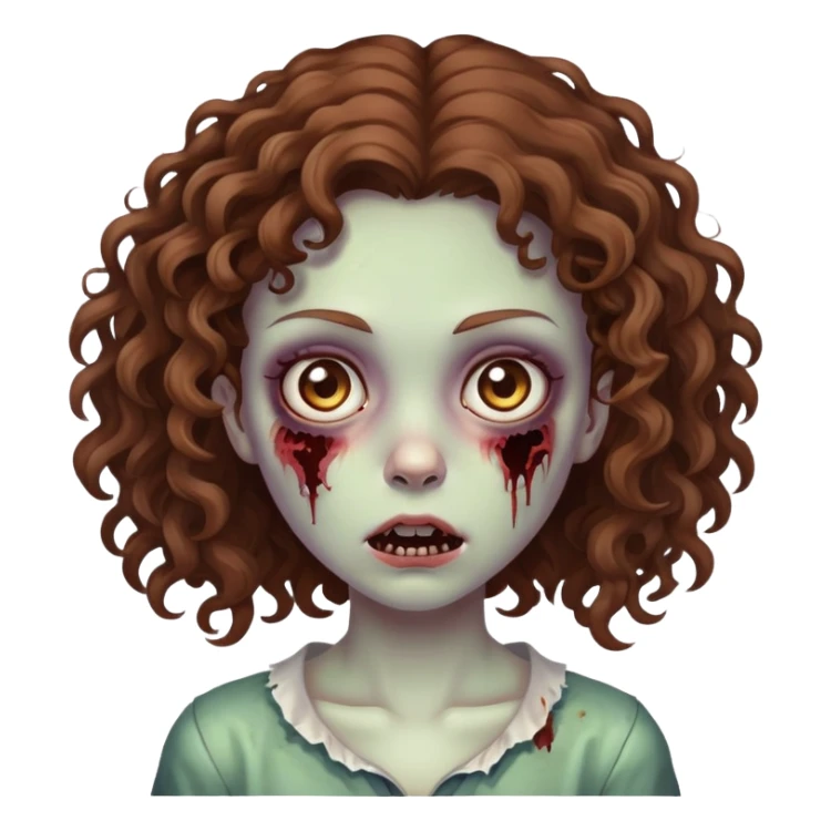 Girl zombie with brown curly hair
 sticker