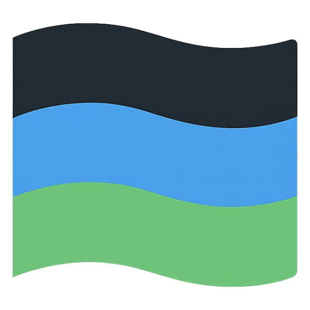 single flag with combination of black, blue, and green colors sticker