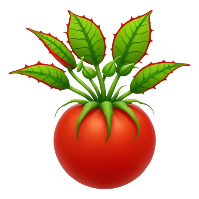 hybrid fusion of tomato and venus flytrap emoji sticker