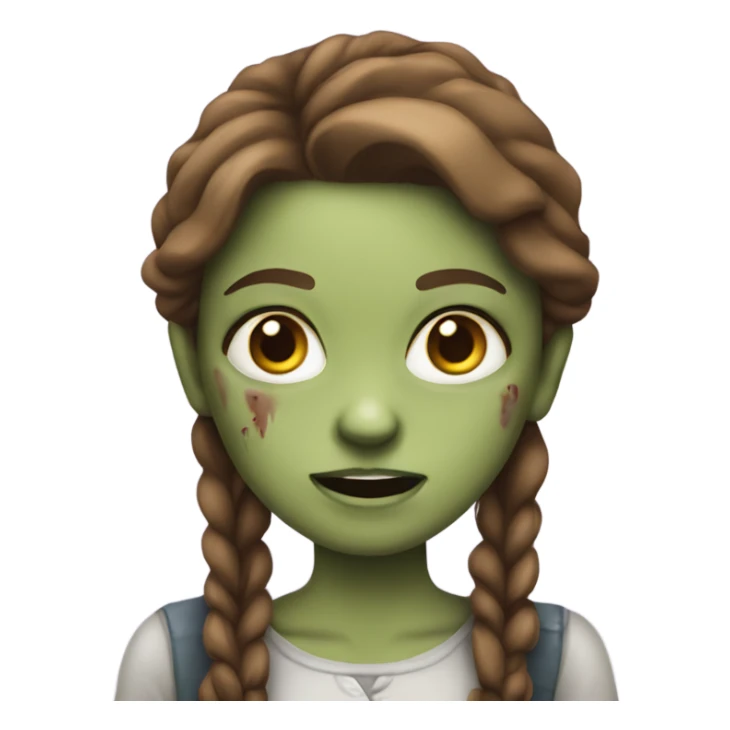 a zombie girl with brown hair in emoji iphone  sticker
