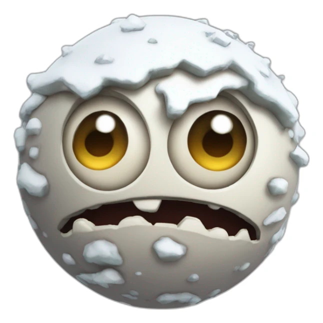 3d sphere with a cartoon humdrum vine Snow Golem skin texture with elderly eyes sticker