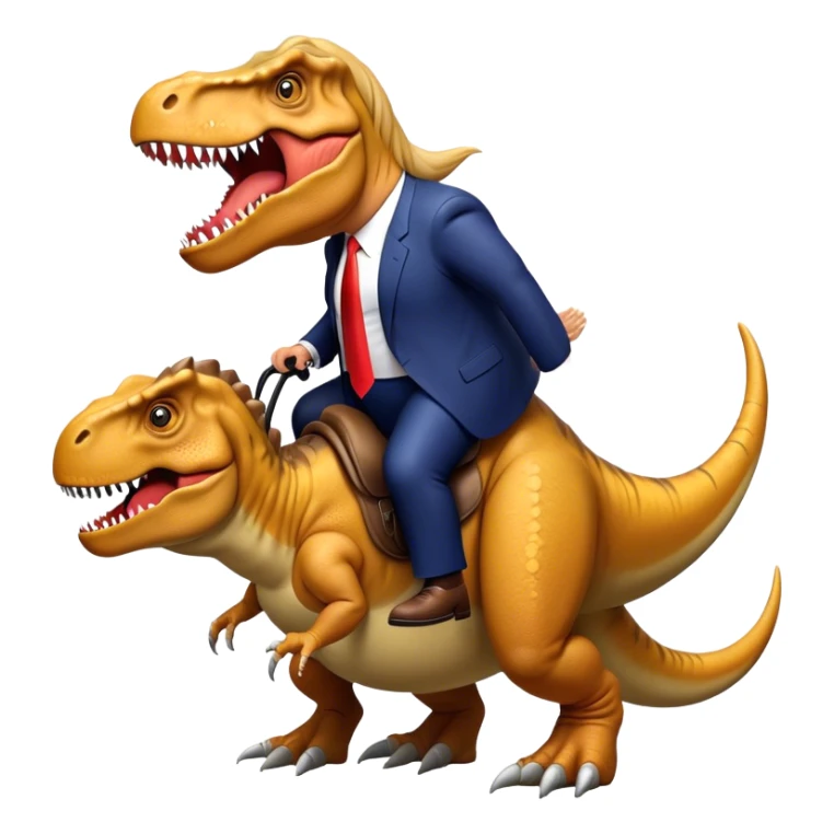 Donald Trump riding wild T-rex sticker