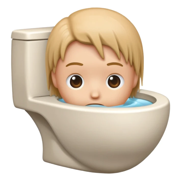 Toilet bowl with a human head peeking out from inside sticker