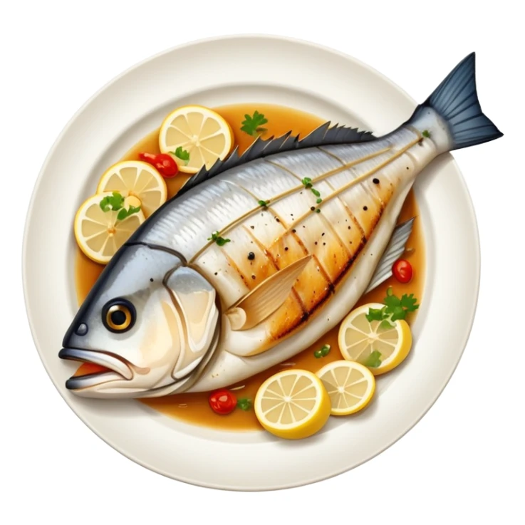 Plate of grilled sea bass  sticker