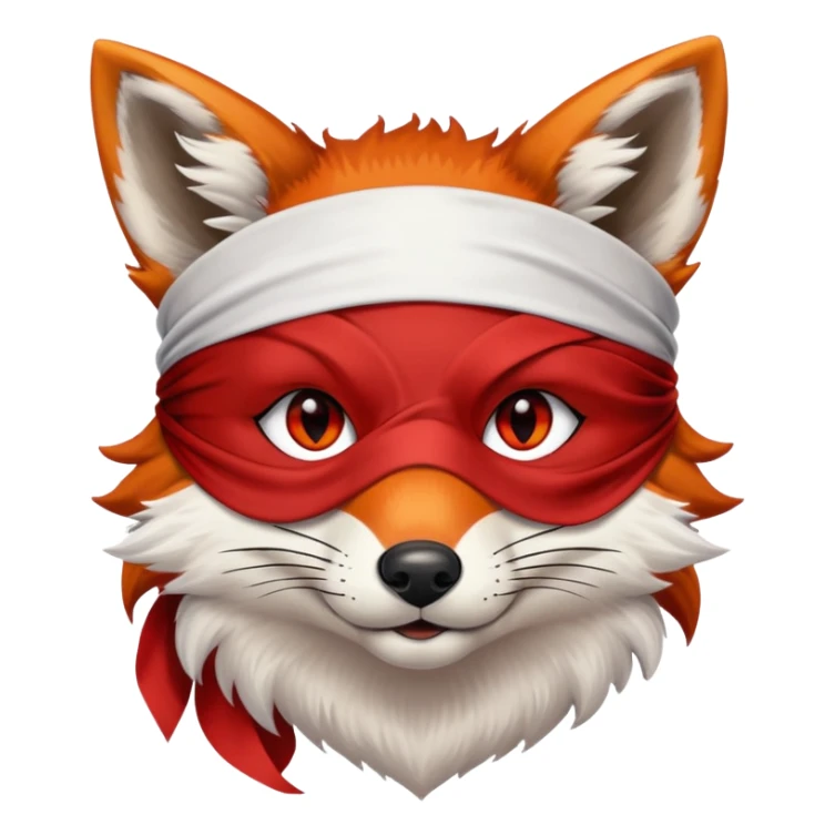 Fox with fiery red eyes, one eye covered with pirate blindfold sticker