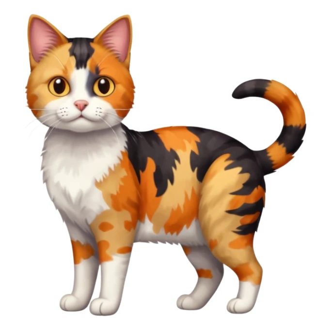 full body anxious looking colourful patchy calico tabby cat sticker