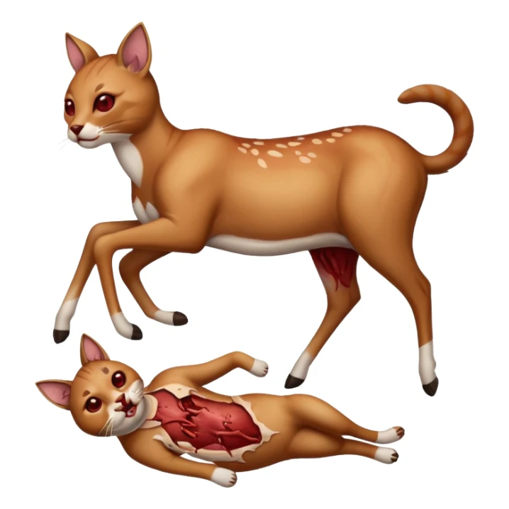 Cat kicking inside deer’s digesting stomach,  sticker