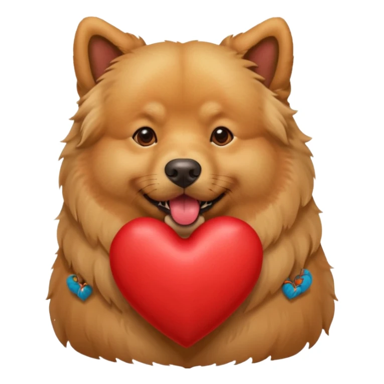 Golden Retriever/Chow Chow mix holding a large heart in its mouth sticker