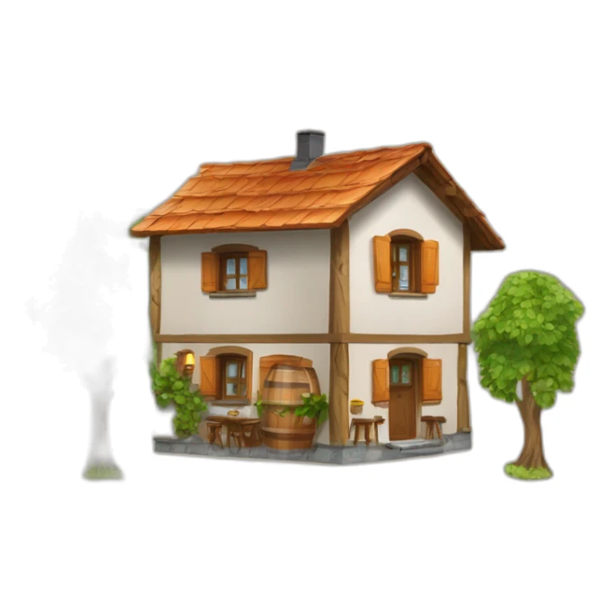 ein wohnhaus und wo leut dafor bier trinken sticker