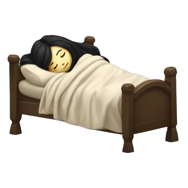 pale girl with long black hair sleeping in blanket  sticker