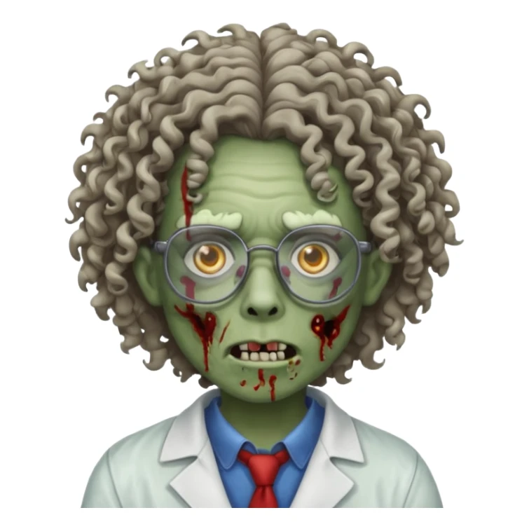 zombie with curly hair wearing prescription glasses sticker
