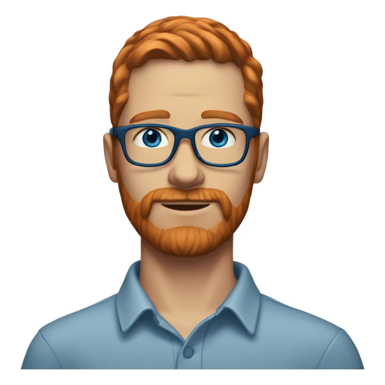 35 year old, male, red hair, pale, thick beard, blue eyes, white glasses sticker
