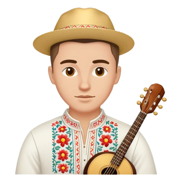 A musician in a white Ukrainian embroidered shirt sticker
