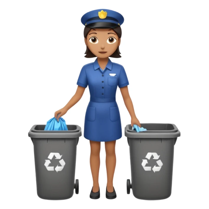 full body housekeeper putting trash in the trash can sticker