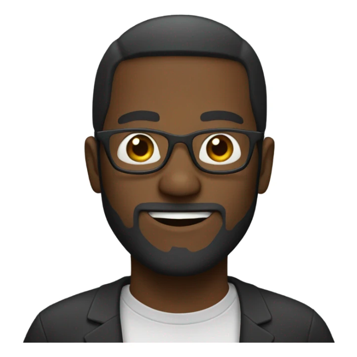 Draw a black man with a light beard, wearing glasses and smiling. sticker