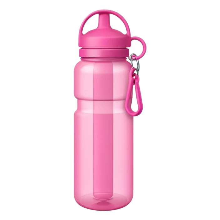 Pink water bottle with pink lid, pink handle strap sticker