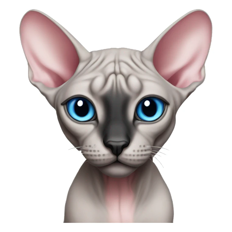 grey pink sphynx cat with blue eyes and black nose sticker