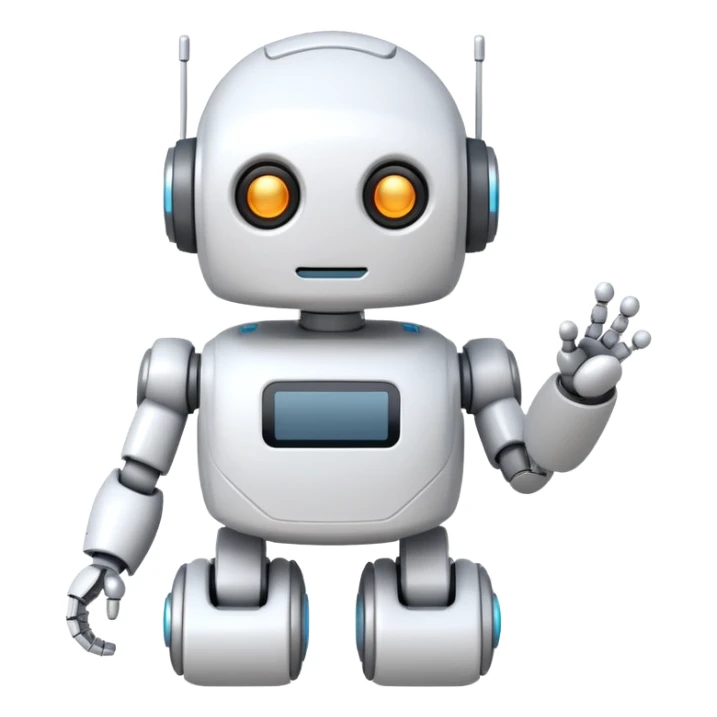 robot cartoon simple kid toy white innocent funny gudget chatGPT friendly round adorable musical sticker