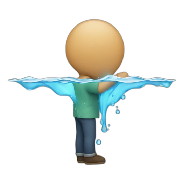 backside of a man looking down pouring water sticker