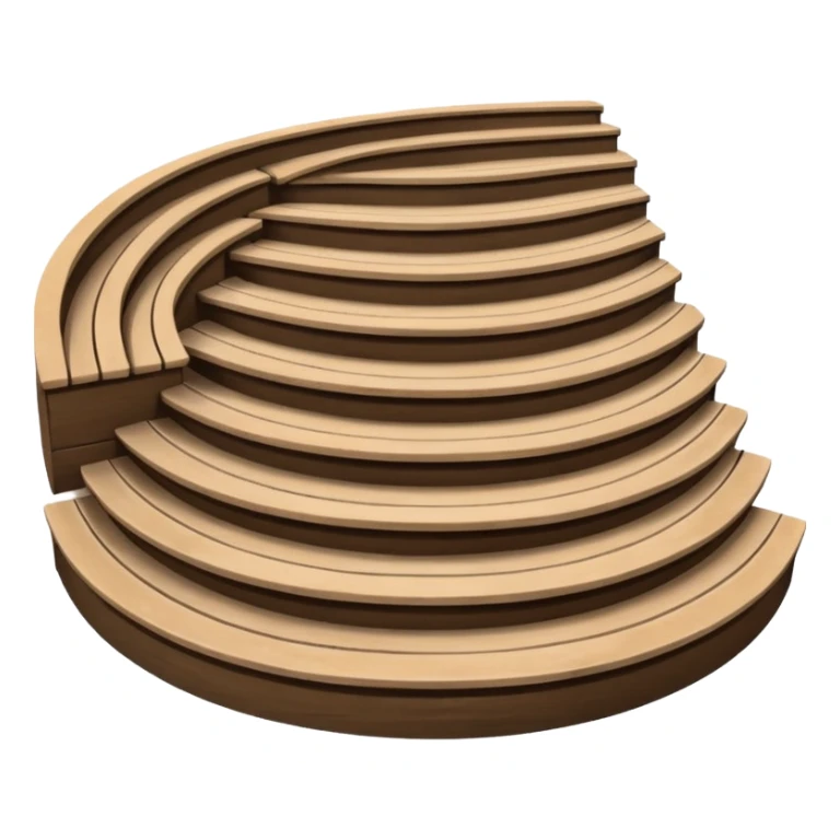 benches arranged on a slope in a semicircle resembling an amphitheater with 4 stepped levels sticker