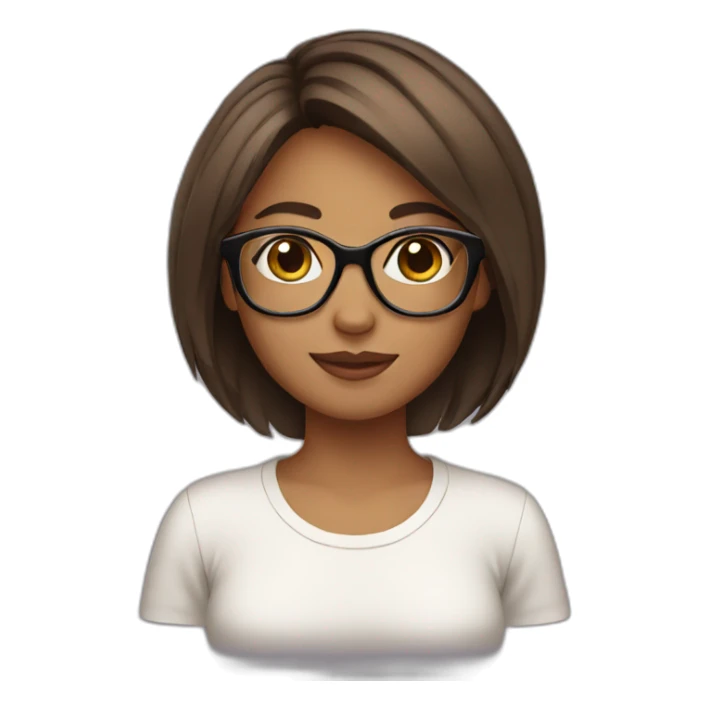 Girl with glasses straight brown mid-short hair sticker