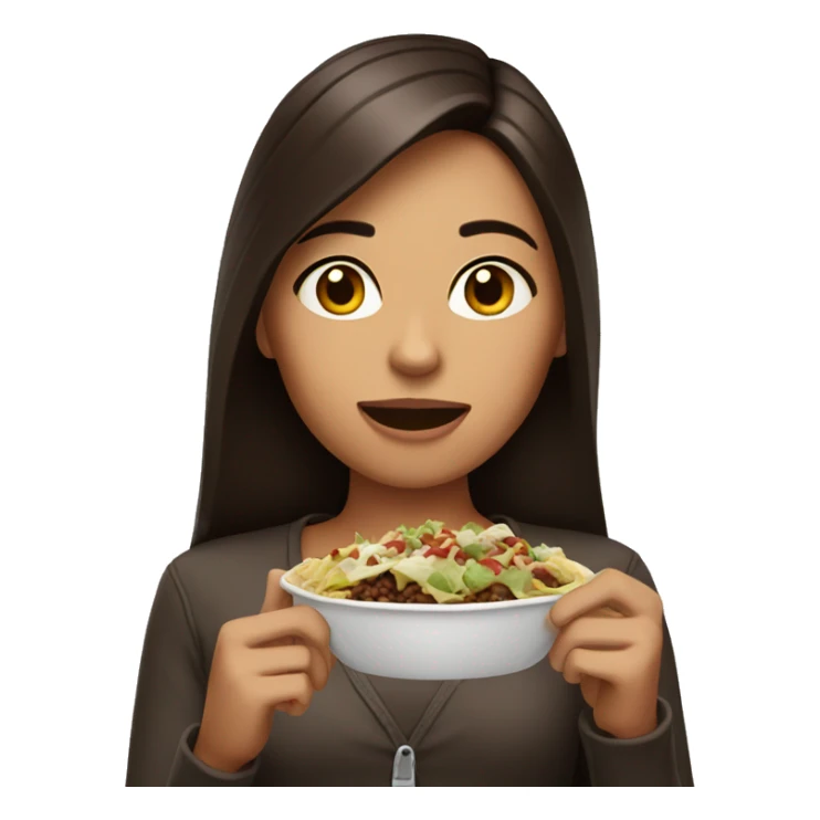 Brunette girl eating chipotle sticker