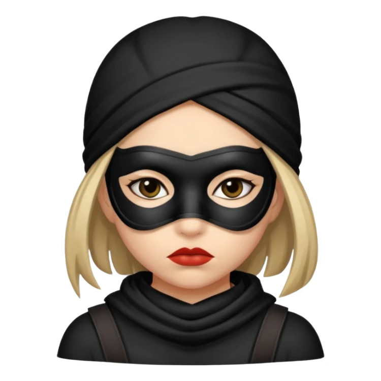 Girl robber wearing mask with pouty eyes sticker