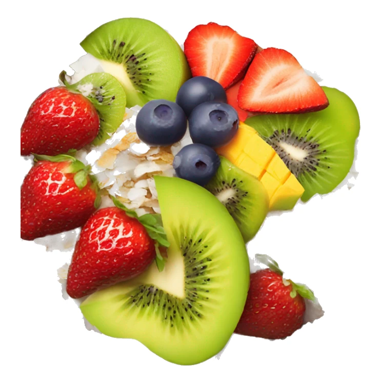 acai bowl with strawberries/ mango/ kiwi/ and coconut flakes sticker