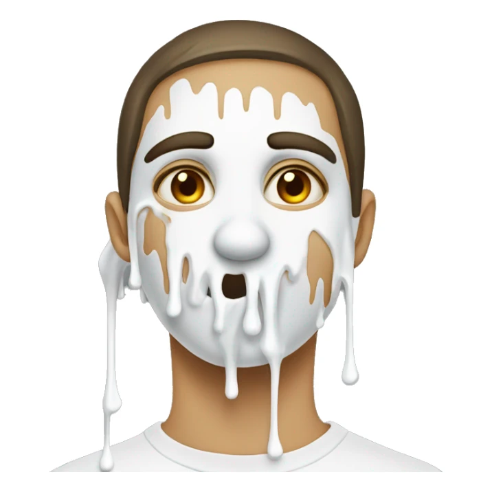 person with white paint dripping their face the mouth sticker