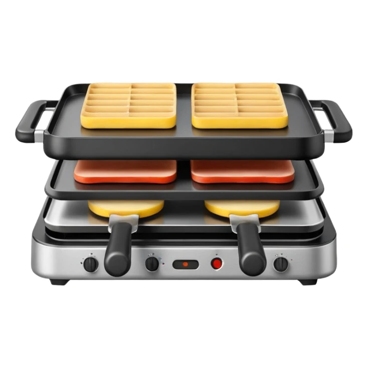 minimalist raclette grill, front view, iOS Apple emoji style sticker