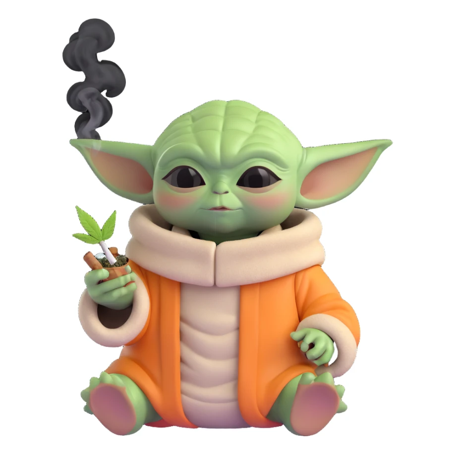 baby yoda soming cannabis sticker
