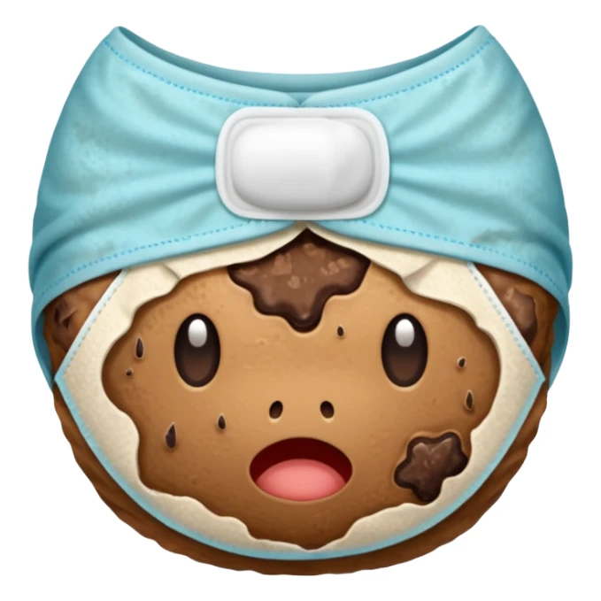 diaper stained with brown smelly poop, clear and simple sticker