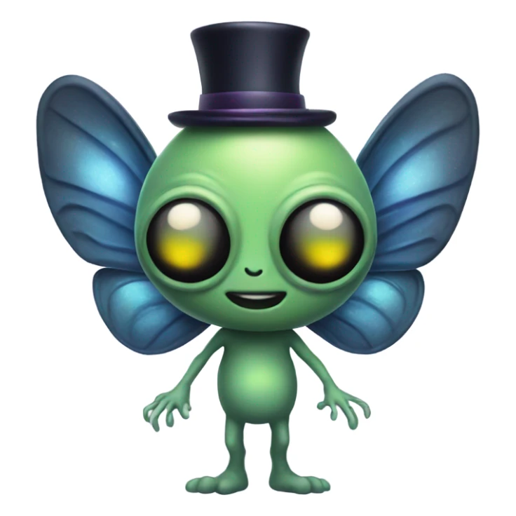 alien with fairy wings and a top hat sticker