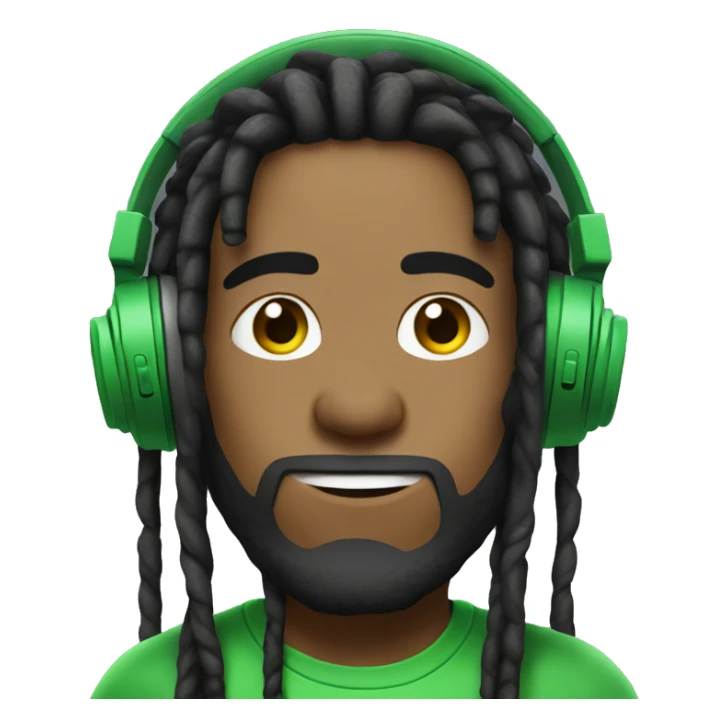 a streamer with dreads and green headphones sticker