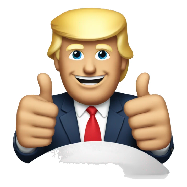 Donald Trump showing thumbs up sticker