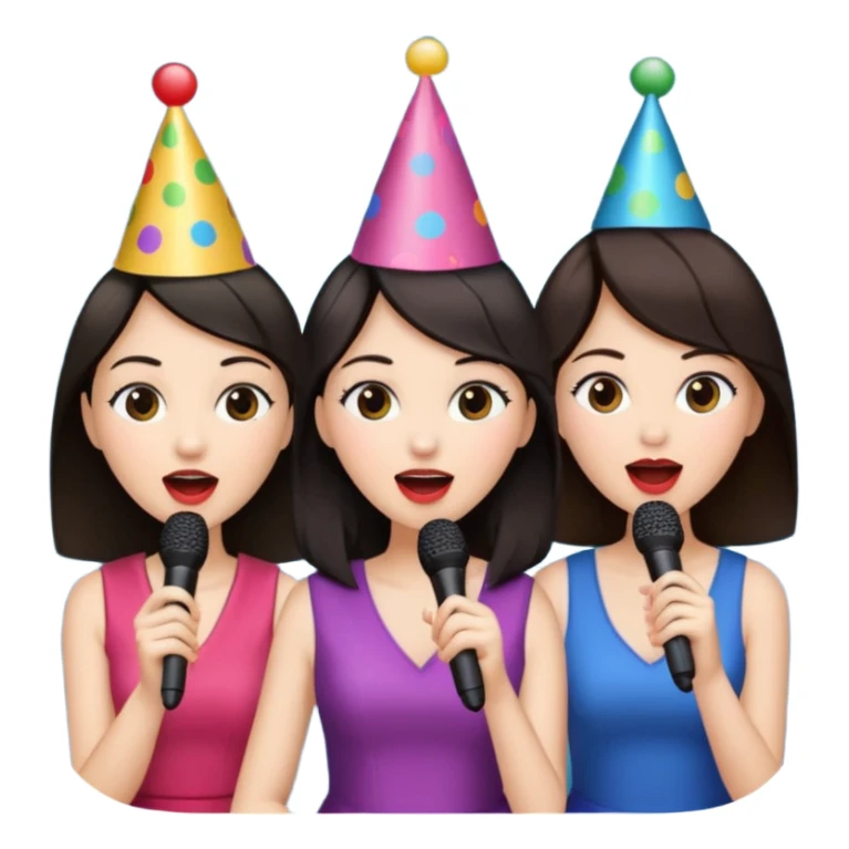 3 amigas en un karaoke cantando todas blancas de piel y con pelo moreno sticker